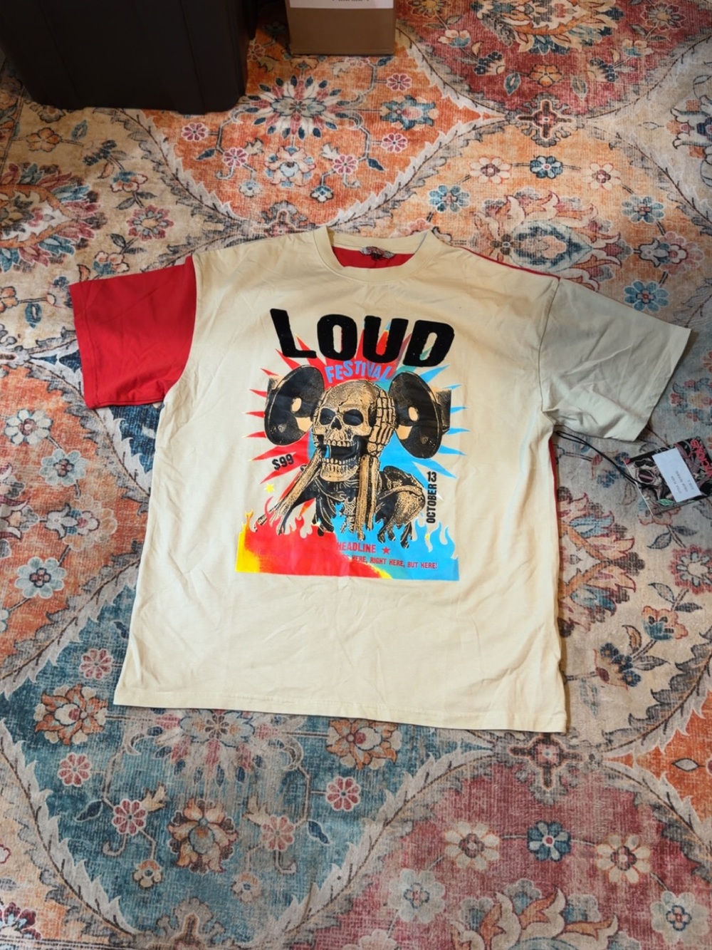 Loud Festival Graphic Short Sleeve Tee - Cream & Red